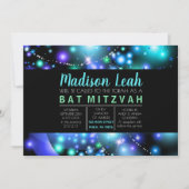 GALAXY GLOWING STARS Bat Mitzvah Invitation Kaart (Voorkant)