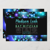 GALAXY GLOWING STARS Bat Mitzvah Invitation Kaart (Voorkant / Achterkant)