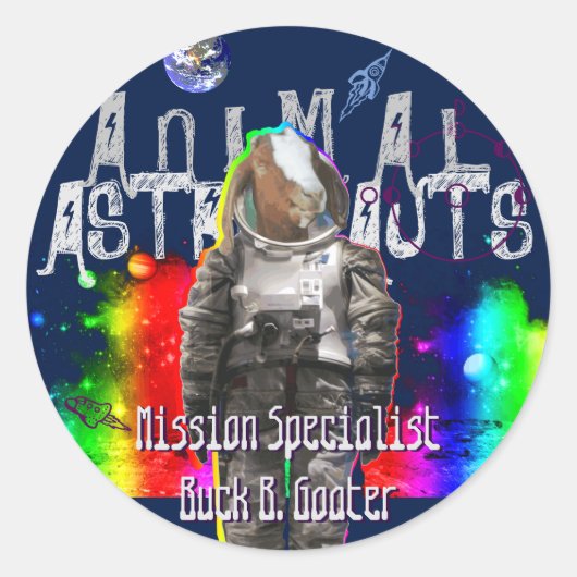 Galaxy Goat Astronaut in de ruimte Ronde Sticker (Voorkant)