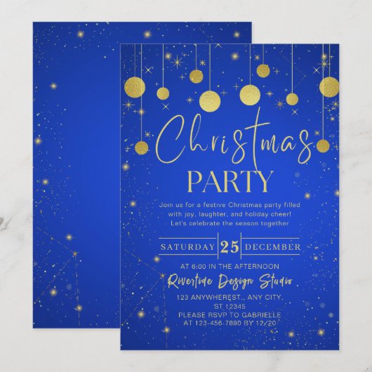 Galaxy Gold Ball Elegant Corporate Kerstfeest Kaart (Voorkant / Achterkant)