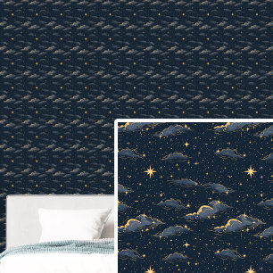 Galaxy Gold Glitter Sterrennacht Donkerblauw Behang
