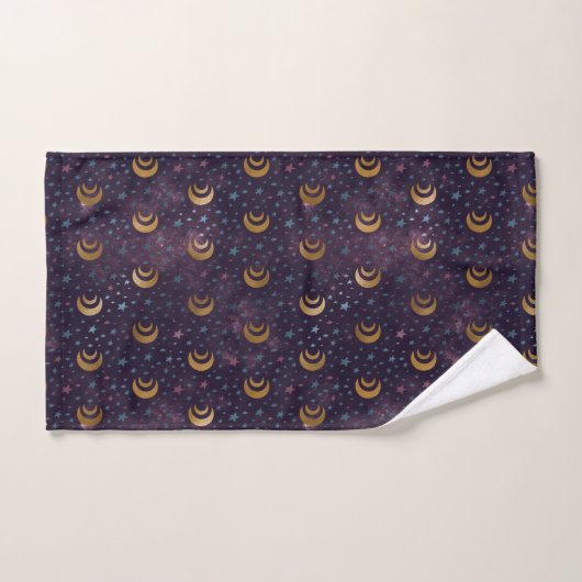 Galaxy Gold Moon faseert sterren Night Sky Bad Handdoek (Handdoek)