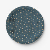 Galaxy Gold Stars Pattern Blue Paper Bord (Voorkant)