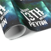 Galaxy Green Blue op maat van de Birthday Party Cadeaupapier (Rol Hoek)