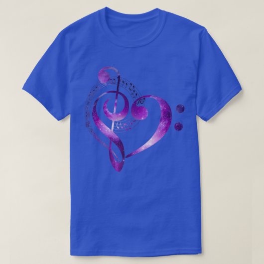 Galaxy Heart Music Treble Clef Bass Clef 2 T-shirt (Design voorkant)