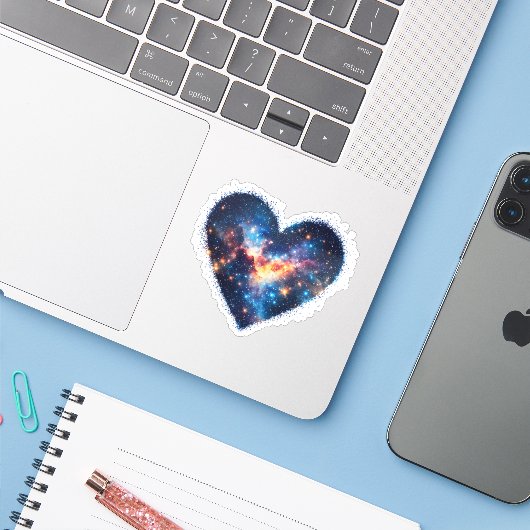 Galaxy Heart Valentijnsdag Sticker (Laptop met iPhone)