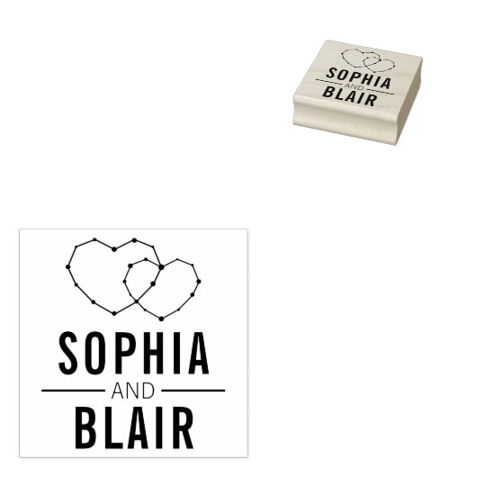 Galaxy Hearts Constellation bruiloft gepersonalise Rubberstempel (Gestempeld)