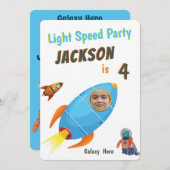 Galaxy Hero Astronaut Foto Sjabloon verjaardag Kaart (Voorkant / Achterkant)