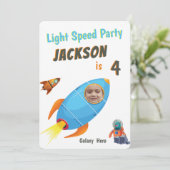 Galaxy Hero Astronaut Foto Sjabloon verjaardag Kaart (Staand voorkant)