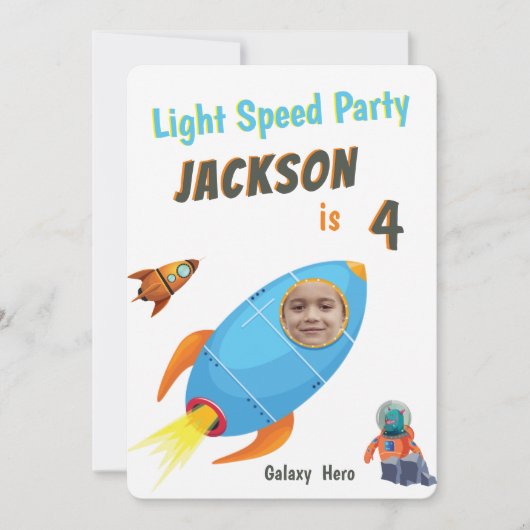 Galaxy Hero Astronaut Foto Sjabloon verjaardag Kaart (Voorkant)