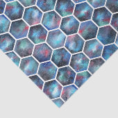 Galaxy Hexagon Patroon in Deep Space Blue Tissuepapier (Detail)