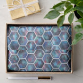 Galaxy Hexagon Patroon in Deep Space Blue Tissuepapier (Geschenk)