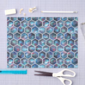 Galaxy Hexagon Patroon in Deep Space Blue Tissuepapier (Craft)