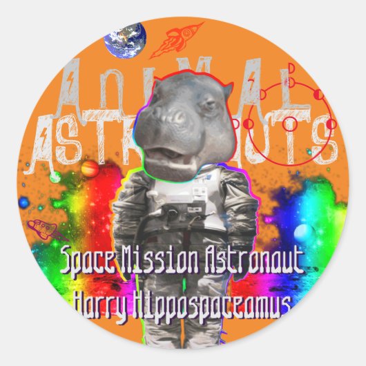 Galaxy Hippo Astronaut in de ruimte Ronde Sticker (Voorkant)