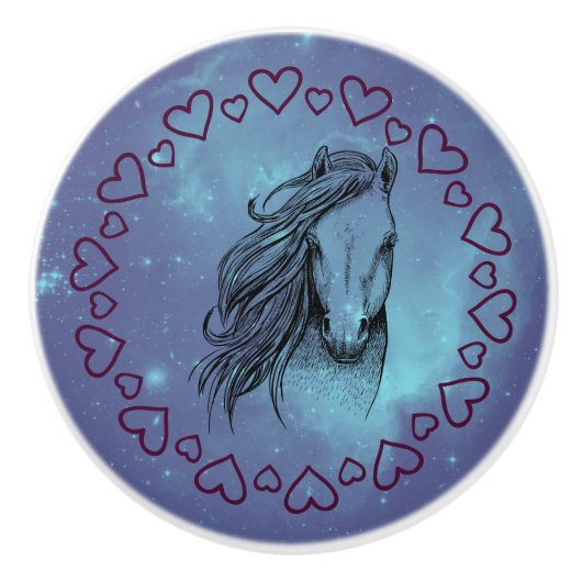 Galaxy Horse & Hearts     Keramische Knop (Voorkant)