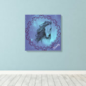 Galaxy Horse & Hearts met optionele naam Canvas Afdruk (Insitu (Houten vloer))