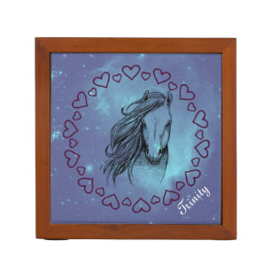 Galaxy Horse & Hearts met optionele naam Pennenhouder