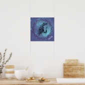 Galaxy Horse & Hearts met optionele naam Poster (Keuken)