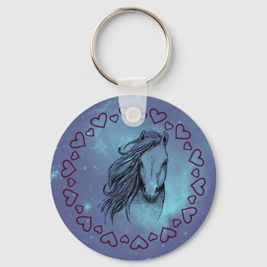 Galaxy Horse & Hearts Sleutelhanger (Voorkant)
