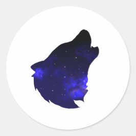 Galaxy Howling Wolf Silhouette Night Sky met ster Ronde Sticker