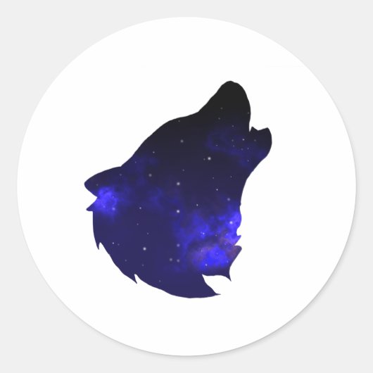 Galaxy Howling Wolf Silhouette Night Sky met ster Ronde Sticker (Voorkant)