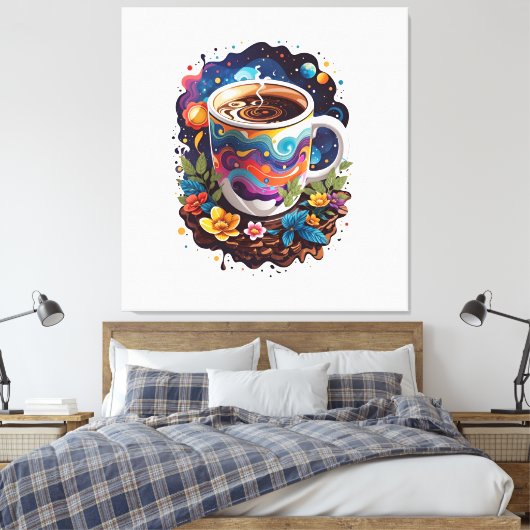 Galaxy in de koffiebeker canvas afdruk (Insitu (Slaapkamer))