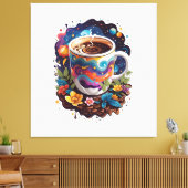 Galaxy in de koffiebeker canvas afdruk (Insitu (Woonkamer))