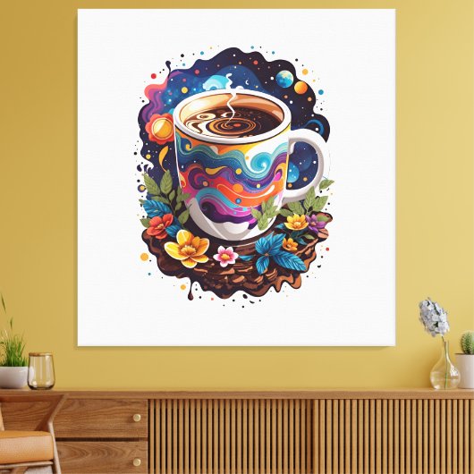Galaxy in de koffiebeker canvas afdruk (Insitu (Woonkamer))