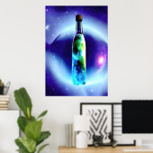 Galaxy in een fles in de ruimte | AI Art Poster (Thuiskantoor)