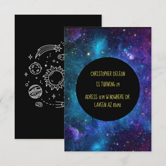 Galaxy Invitation Kaart (Voorkant / Achterkant)
