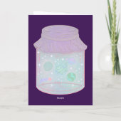 Galaxy Kat in een Pot | Kawaii Ruimtekat Kunst Kaart (Achterkant)