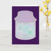 Galaxy Kat in een Pot | Kawaii Ruimtekat Kunst Kaart (Gele Bloem)