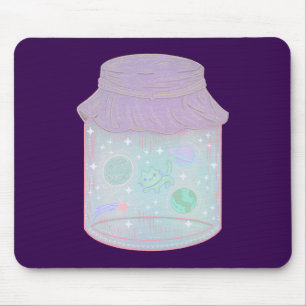 Galaxy Kat in een Pot Kawaii Ruimtekat Kunst Muismat