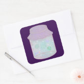 Galaxy Kat in een Pot | Kawaii Ruimtekat Kunst Vierkante Sticker (Envelop)