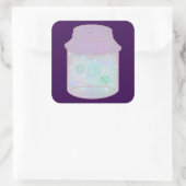 Galaxy Kat in een Pot | Kawaii Ruimtekat Kunst Vierkante Sticker (Tas)