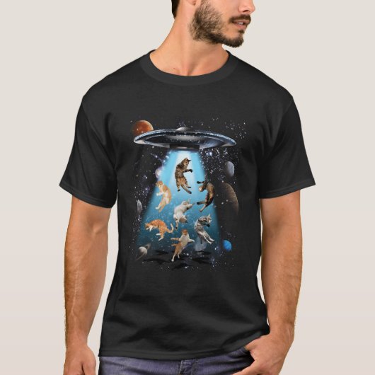 Galaxy Kat Kat Ufo Kat Kat Kat Eigenaar T-shirt (Voorkant)