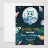 Galaxy kat kitten Verjaardagsfeest uitnodiging (Voorkant / Achterkant)