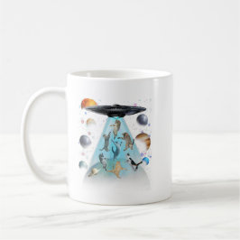 Galaxy Kat Zwem T-Shirt | Schattige Astronaut Katt Koffiemok