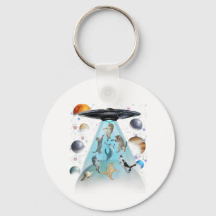 Galaxy Kat Zwem T-Shirt Schattige Astronaut Katt Sleutelhanger