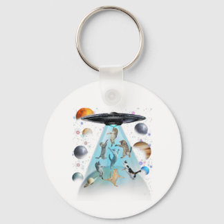 Galaxy Kat Zwem T-Shirt | Schattige Astronaut Katt Sleutelhanger