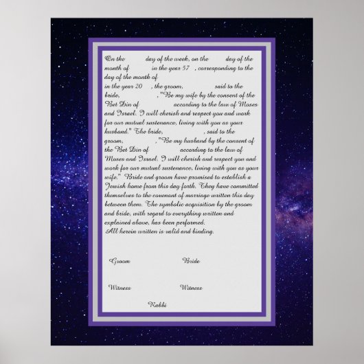 Galaxy Ketubah in de Canadese hervormingstekst Poster (Voorkant)