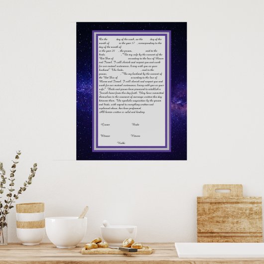 Galaxy Ketubah in de Canadese hervormingstekst Poster (Keuken)