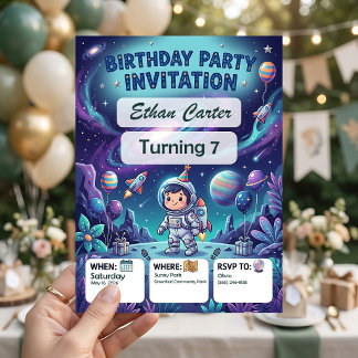 Galaxy Kids Verjaardagsuitnodiging Kaart