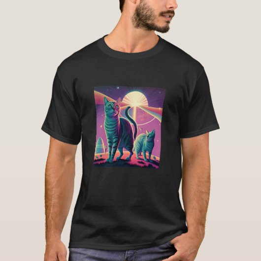 Galaxy Kittens Cat UFO Cat in ruimte 3 T-shirt (Voorkant)