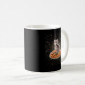 Galaxy Kitty Cat Riding Pizza in de ruimte Koffiemok (Voorkant rechts)