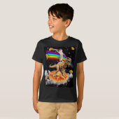 Galaxy Laser Cat op Dinosaur op Pizza met Tacos & T-shirt (Voorkant volledig)