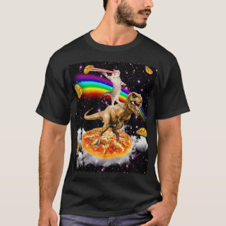 Galaxy Laser Eye Cat op Dinosaur op Pizza met Tac T-shirt