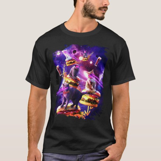 Galaxy Laser Kat Op Burger - Space Cheeseburger Ca T-shirt (Voorkant)