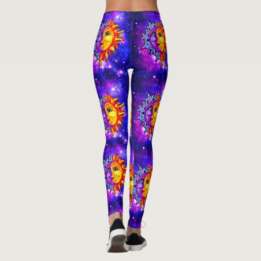 Galaxy leggings aquarel maan/zon (Achterkant)