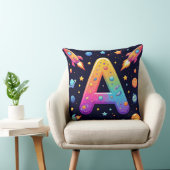 🪐 Galaxy Letter A Raketten Planeten Sterren Kinde Kussen (Stoel)